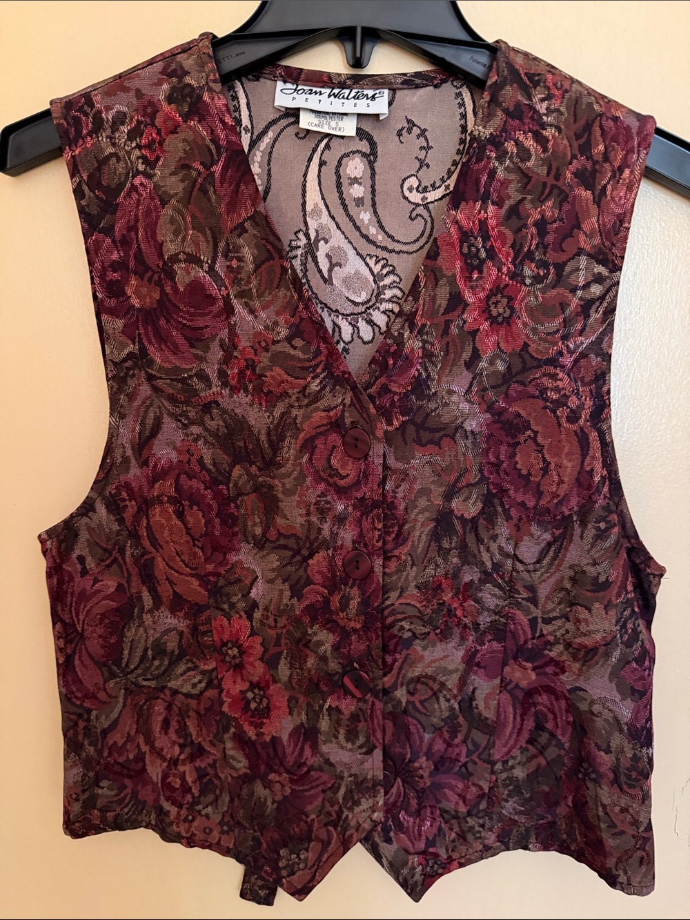Joan Walters Floral and Paisley Pattern Vintage Button-Front Waistcoat Vest